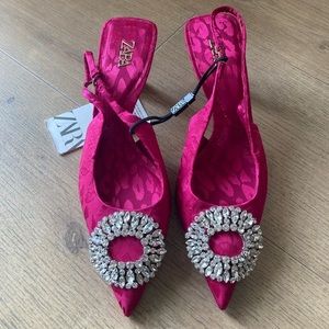 Zara Embellished Heeled Slingbacks